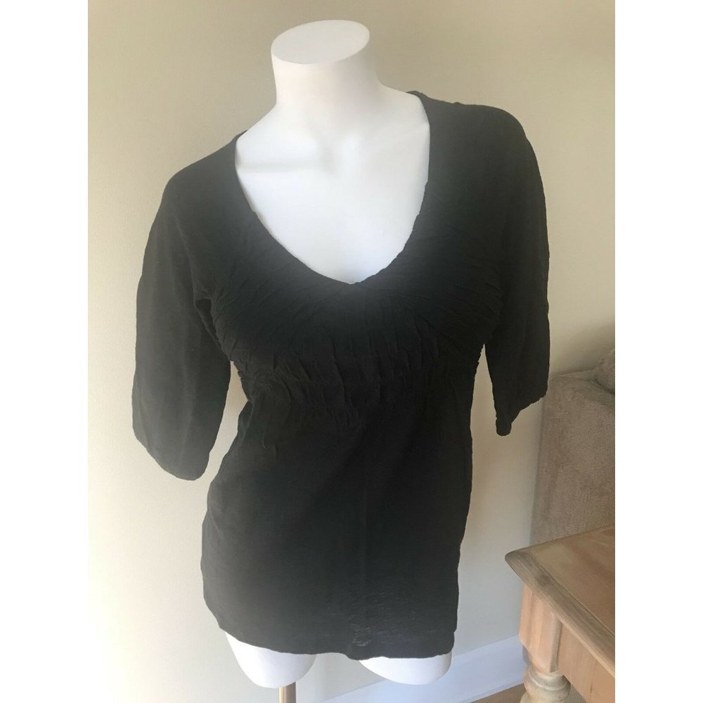 Anthropologie Deletta black peasant Top 3/4 Sleeve